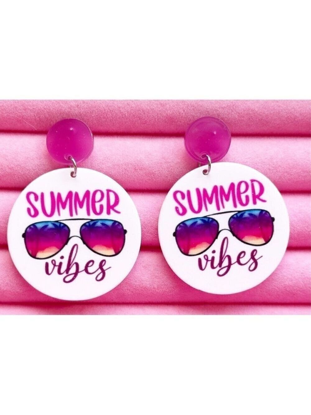 Summer Vibes Acrylic Round Earrings NWT